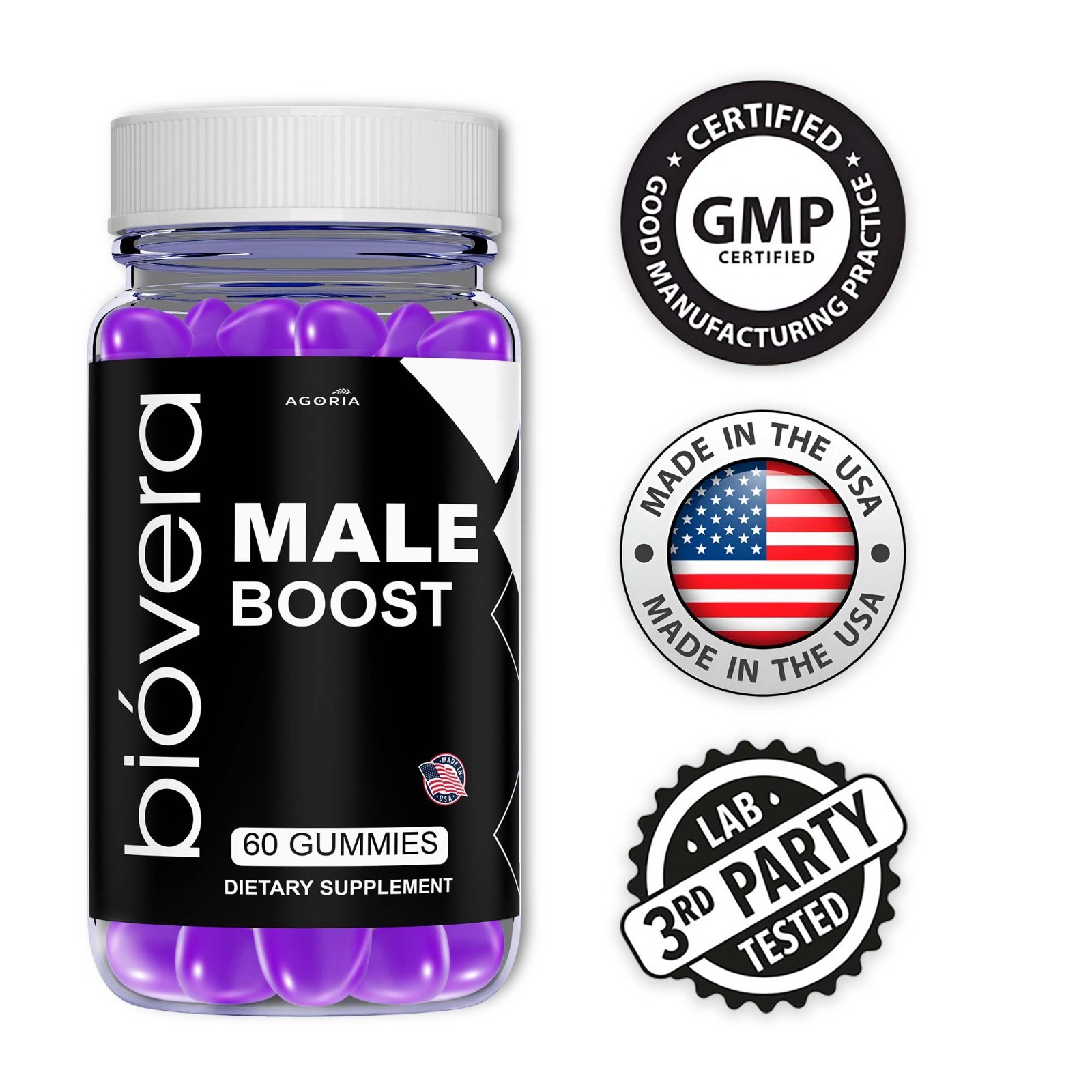 ( 3 Pack )BioVera Male Boost Gummies, Naturally Flavored, Bio Vera Boost Gummies