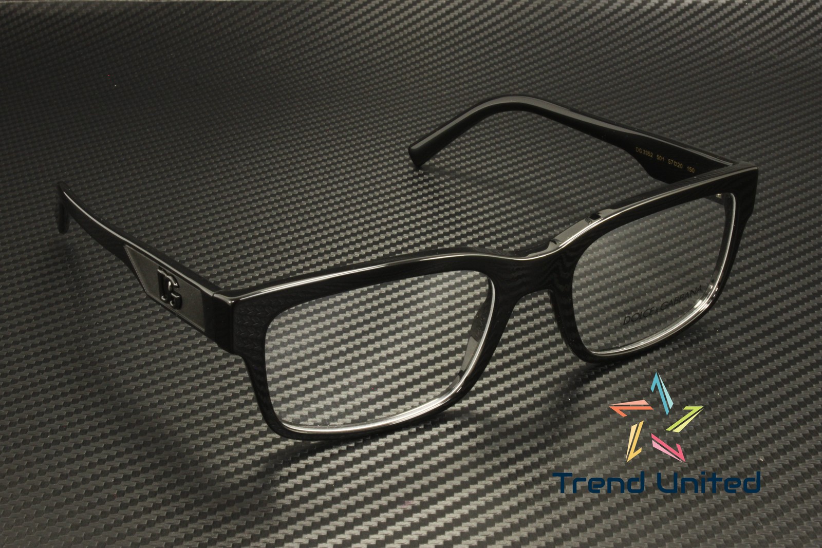 DOLCE & GABBANA DG3352 501 Rectangle Black Demo Lens 57 mm Men’s Eyeglasses