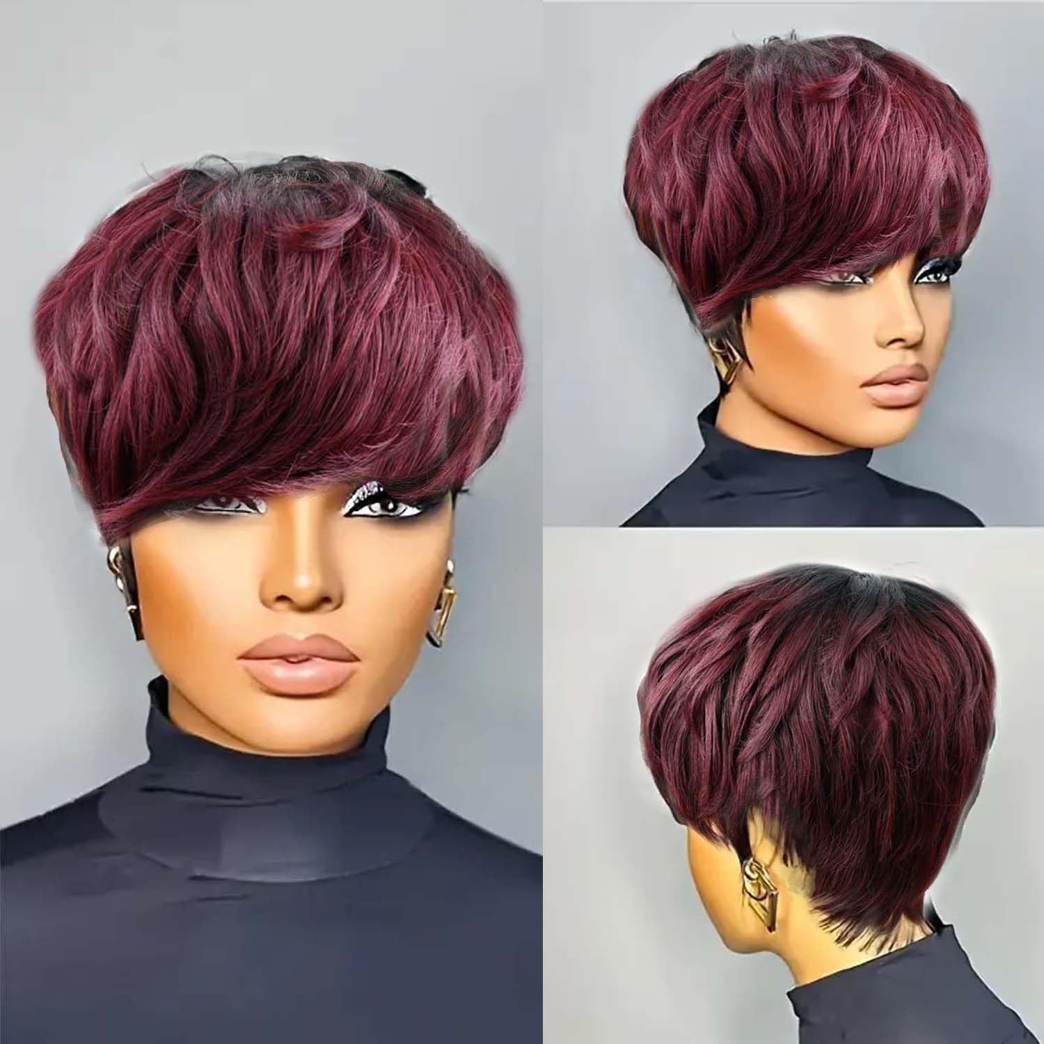 Pixie Cut Wig Human Hair Short Pixie Cut Wigs for Black WomenHuman Hair Gluel…
