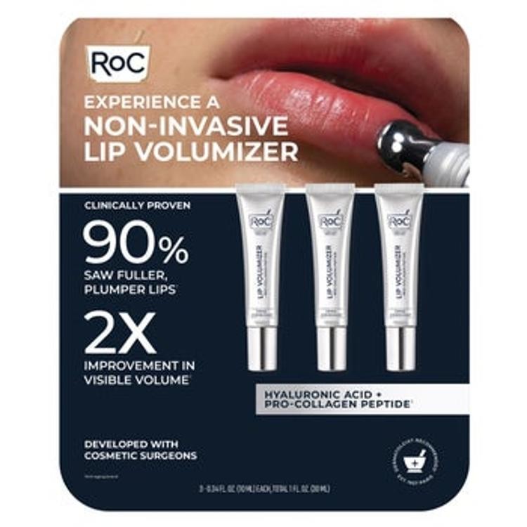 3 Pk Roc Non-Invasive Lip Volumizer 0.34 Fl Oz Collagen Peptides Hyaluronic Acid