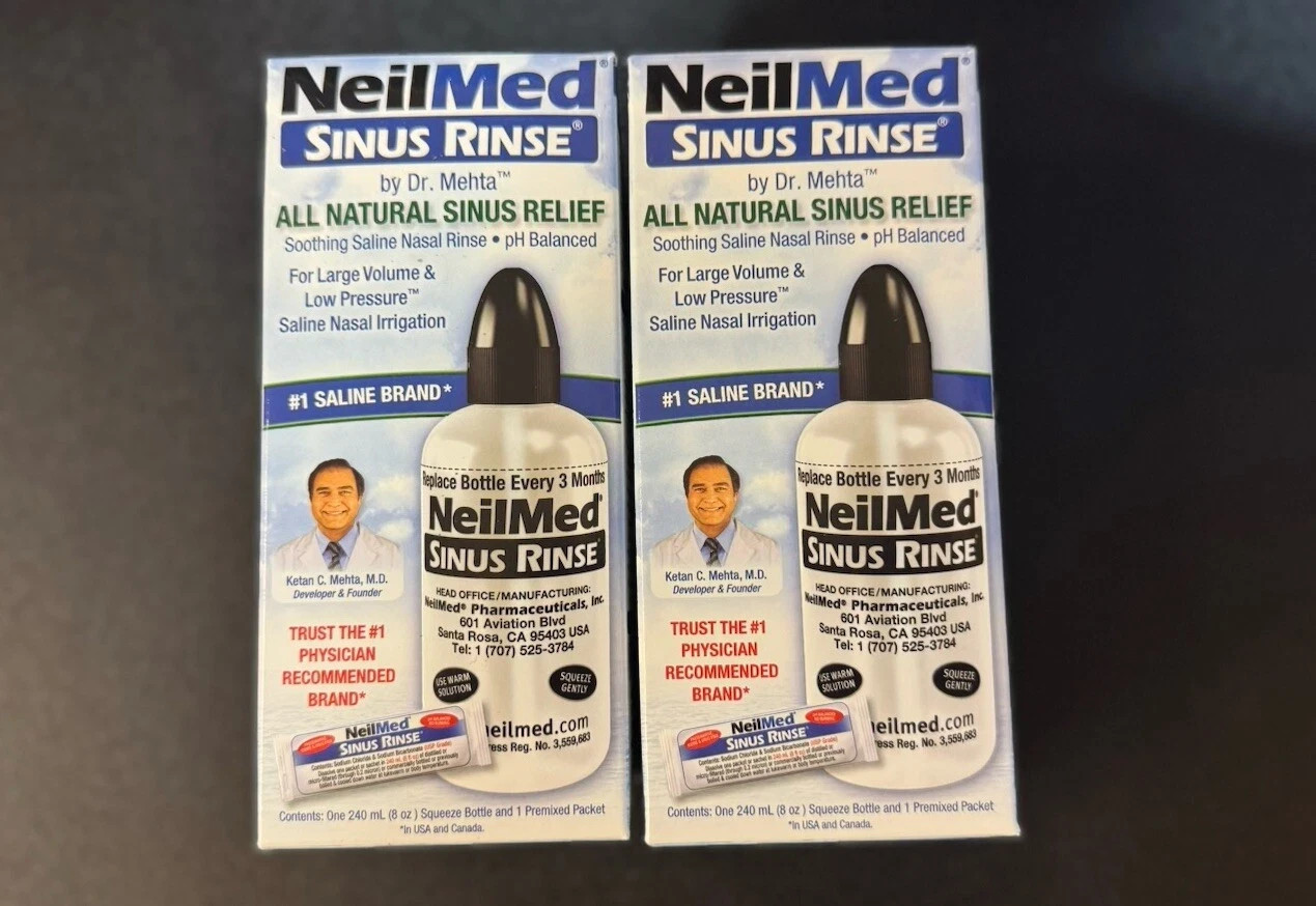NeilMed Sinus Rinse 2 pack Bottles 8 OZ Includes Saline Packet Sinus Relief