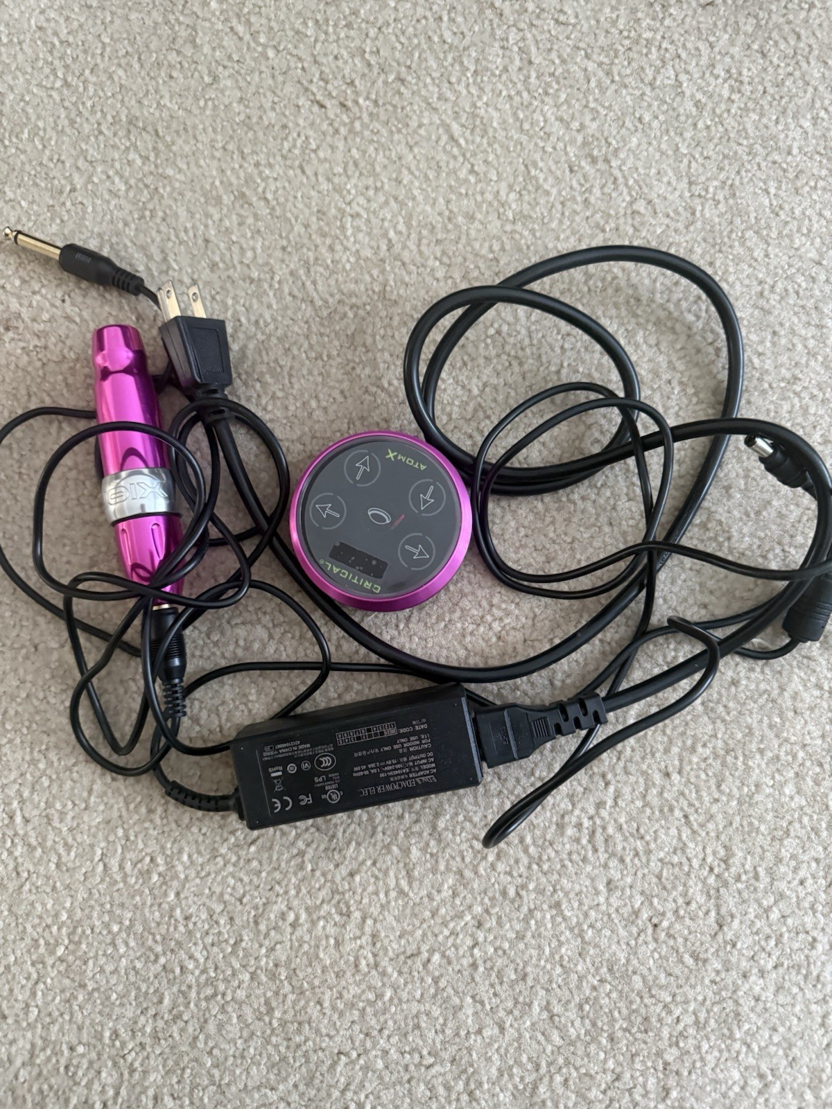Critical Atom X Rotary Tattoo Pen Machine Pink w/ Power Supply & Foot Pedal