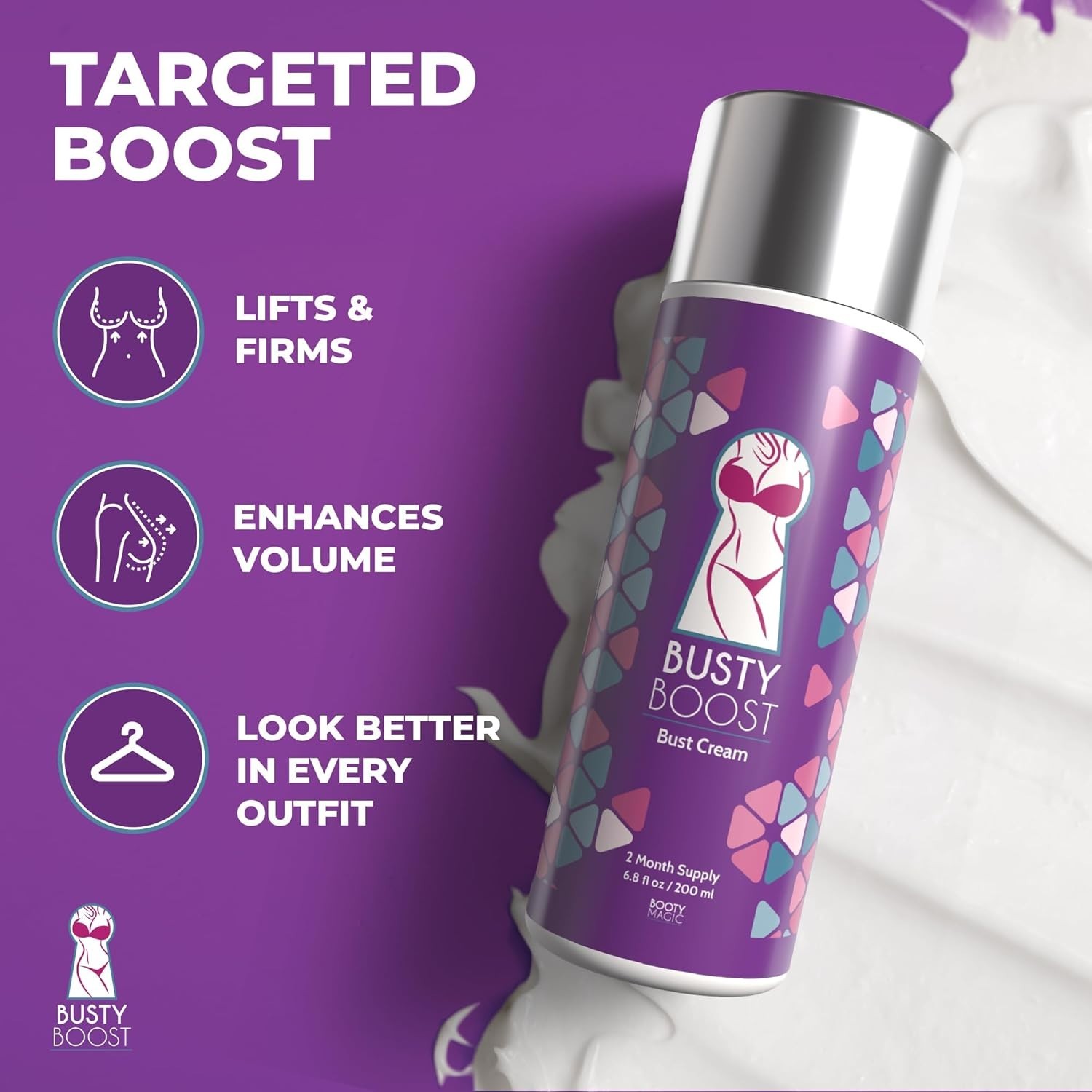 Busty Boost Breast Enhancement Cream – Natural Firming & Lifting Cream for Fulle