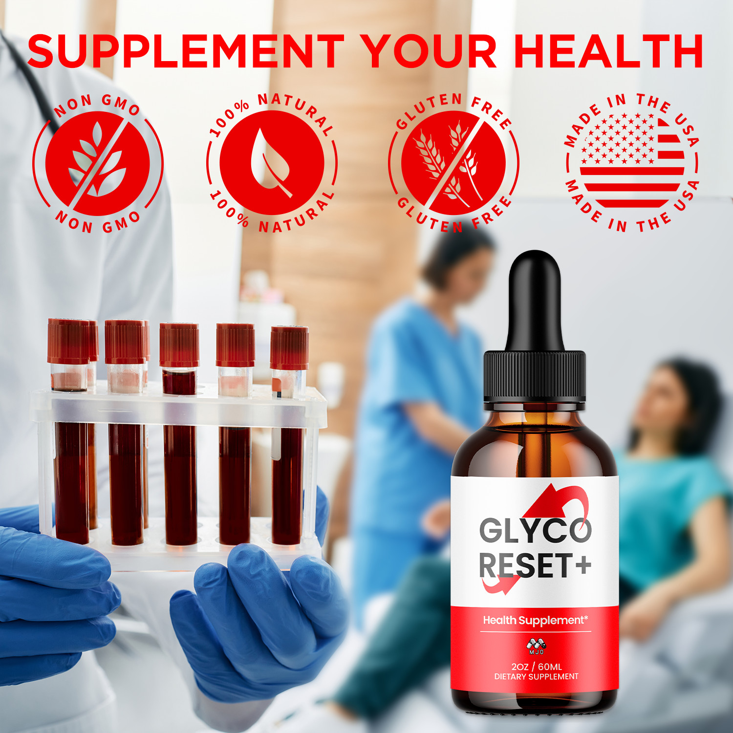 (3 Pack) Glyco Reset Drop GlycoReset Blood Support Vitamin Supplement 90 Servs