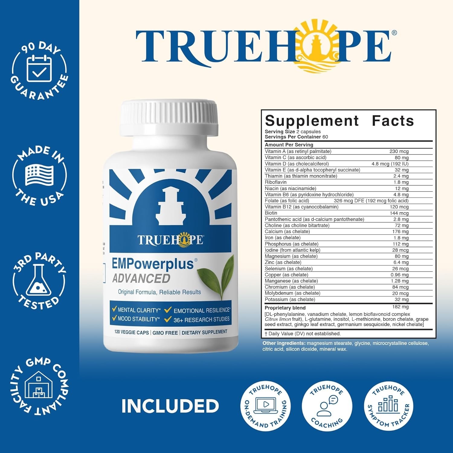 Truehope EMPowerplus Advanced Multivitamin for Men & Women 120 Capsules Daily