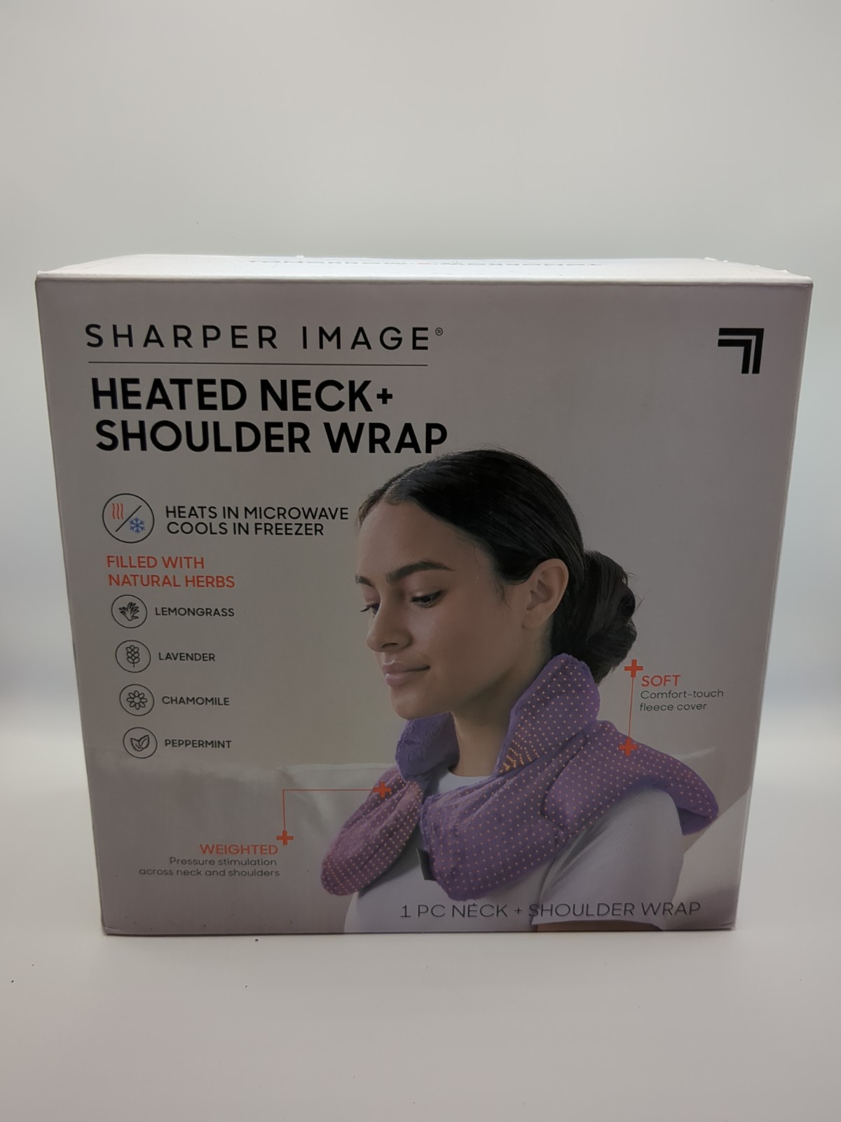 Sharper Image Heated Neck and Shoulder Wrap with Natural Herbs Purple