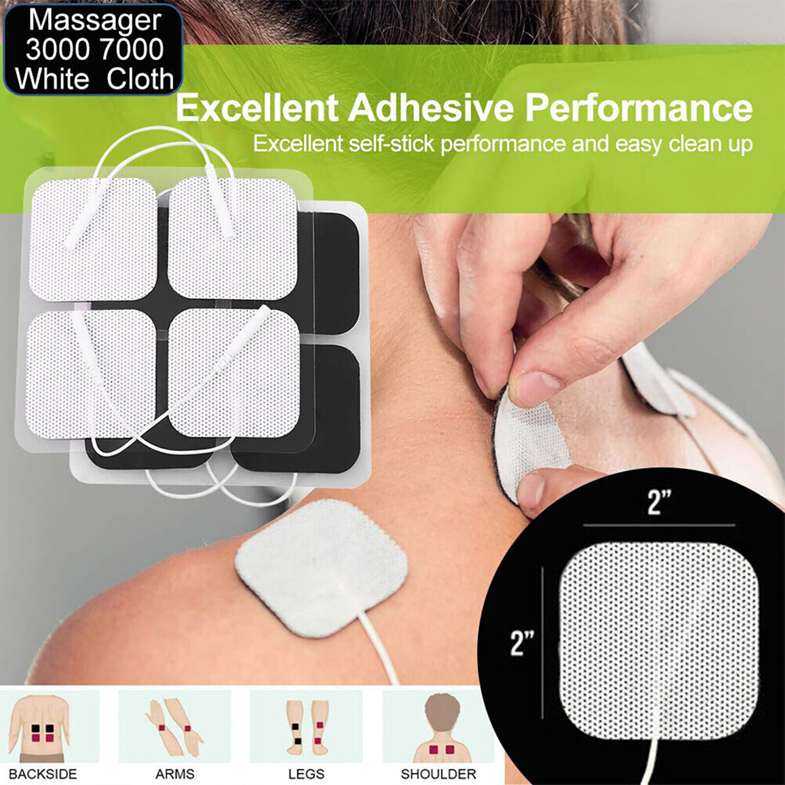 40PCS Replacement Electrode Pads for Massagers Units 2×2” FDA Approved USA