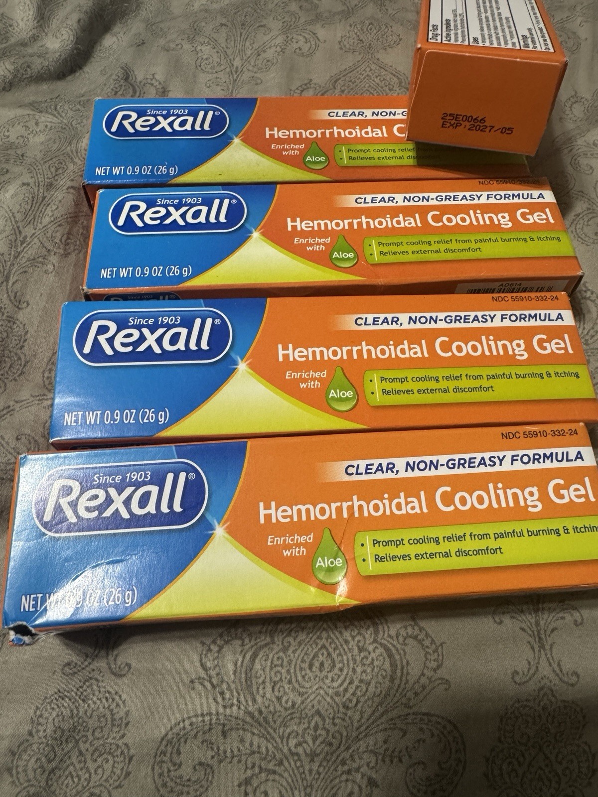 Lot Of 5 Rexall Hemorrhoidal Cooling Gel w/ Aloe 0.9oz Clear Non-greasy Formula