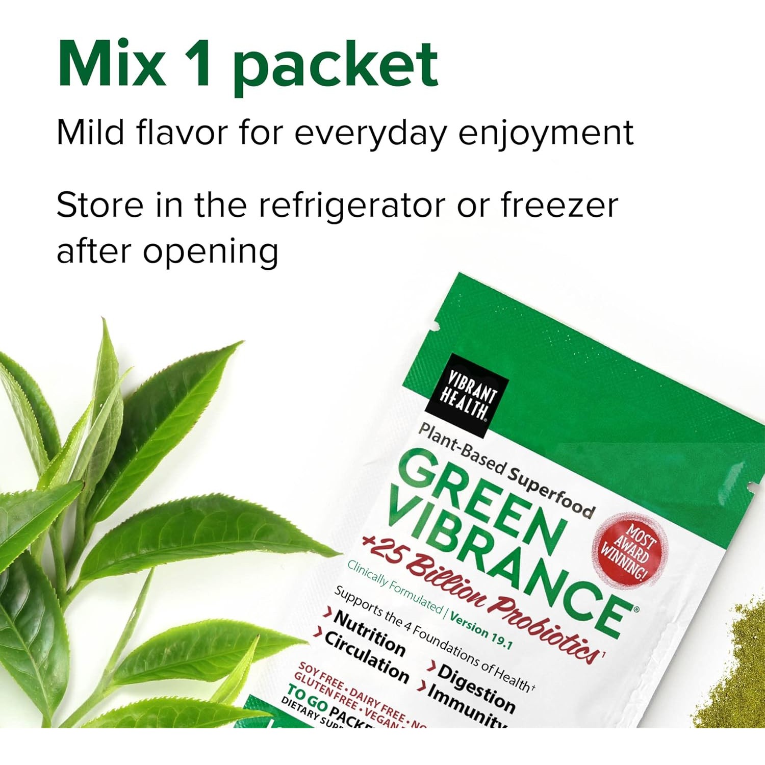 Vibrant Health,Green Vibrance Packets,Vegan Superfood, 15 To Go Packets