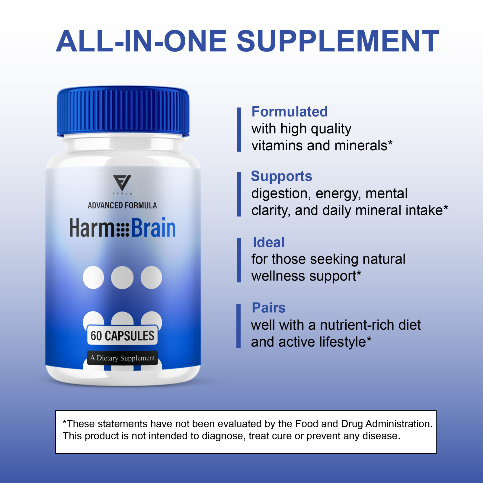 (5 Pack) Harmo Brain Focus Supplement, HarmoBrain Support (300 Capsules)