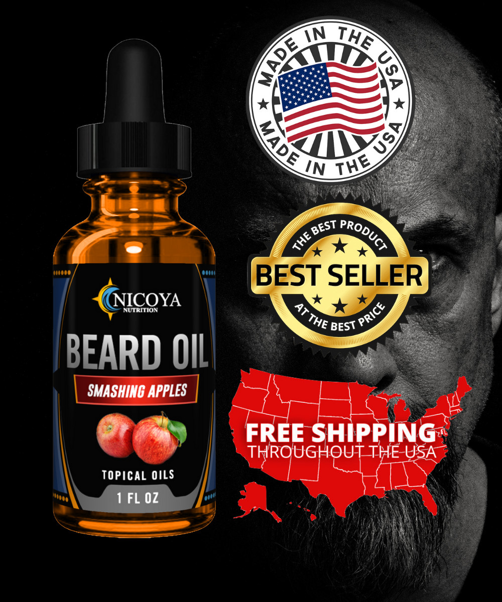 Beard Growth Oil – Fast Growing Beard Mustache Facial Hair oil for Men, Apples
