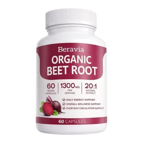 Beravia Organic Beet Root Capsules, Purely Natural, Non-GMO 60 Capsules
