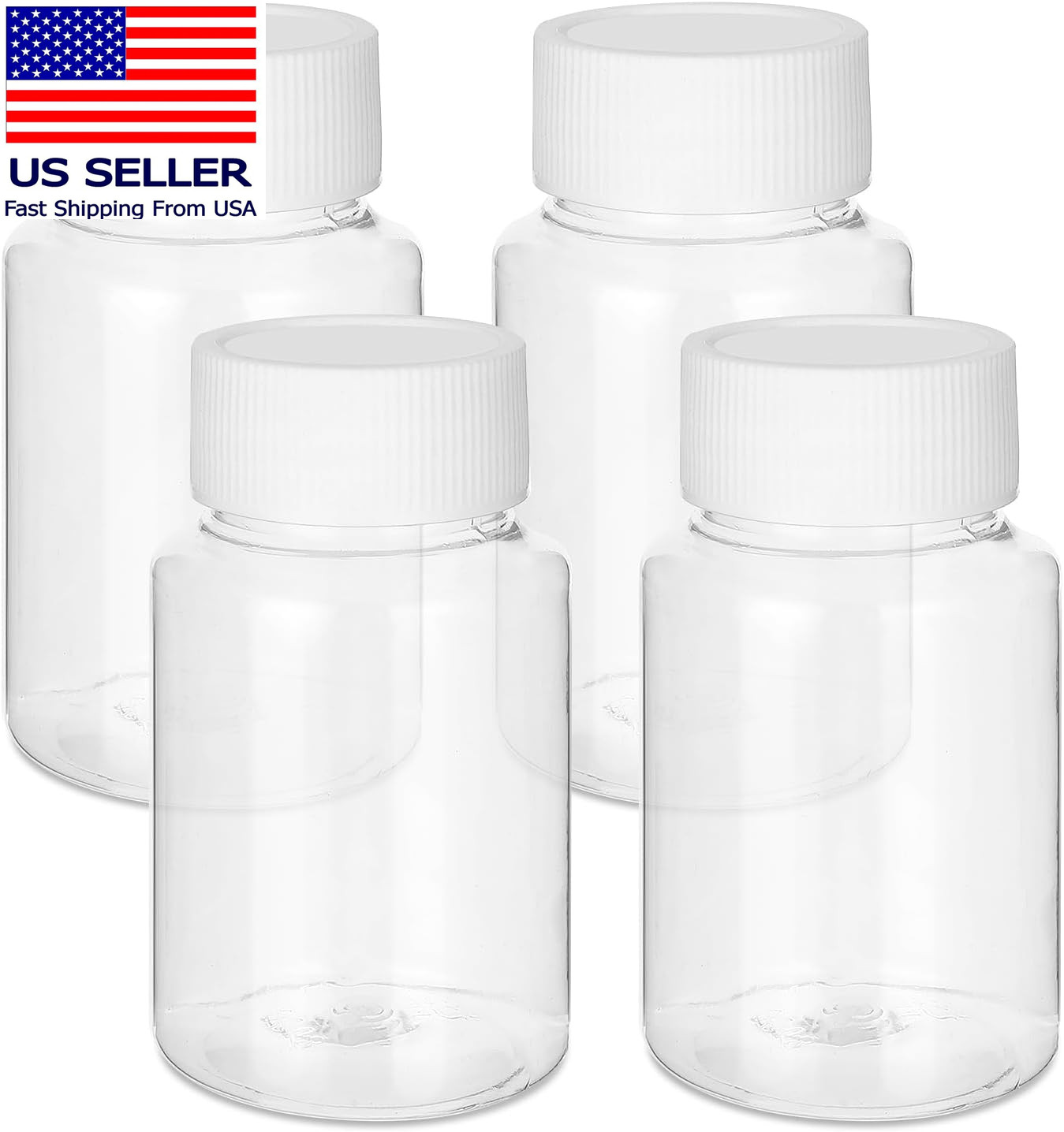 4Pcs Clear Pill Bottles, 80Ml Empty Plastic Medicine Bottles, Reagent Bottle wit