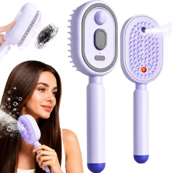 Electric Spray Air Cushion Massage Comb, Rechargeable Mist Hair Brush Easy-Clean