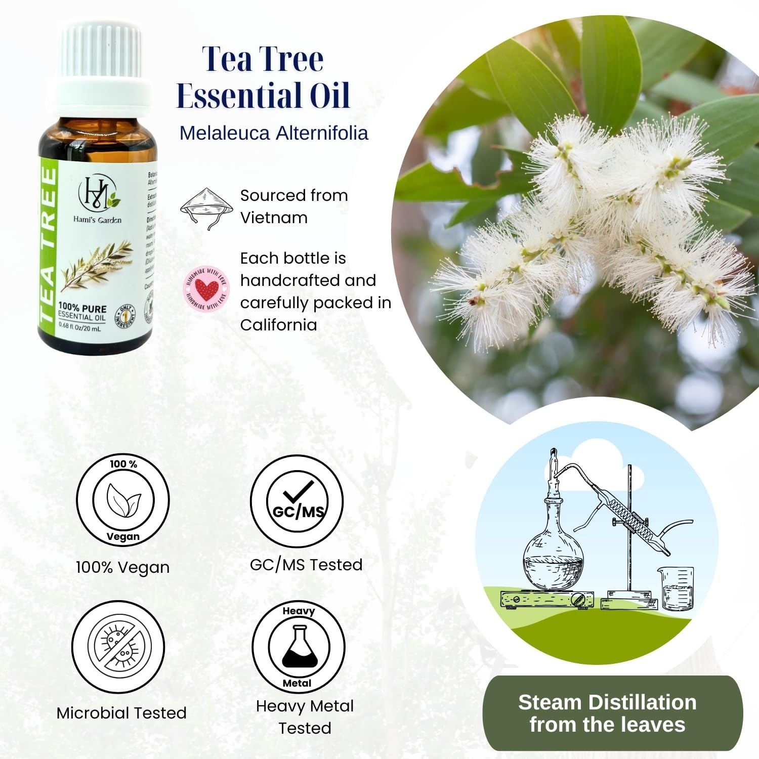 100% Pure Tea Tree Essential Oil – Premium Grade for Skin Care, Massage & Diffus