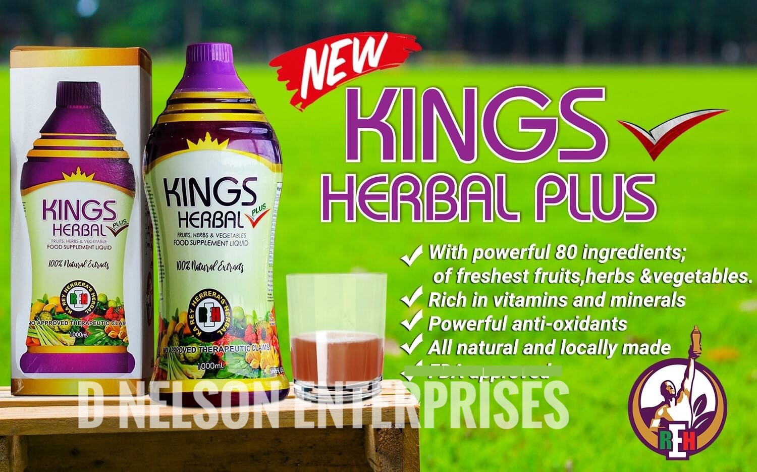 KINGS HERBAL PLUS Fruits Vegetables & Herb Fusion Food Supplement 1000 ml