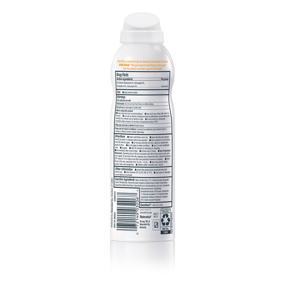 Eucerin Advanced Hydration Sunscreen Spray – SPF 50 – 6oz: Whole Body Protection