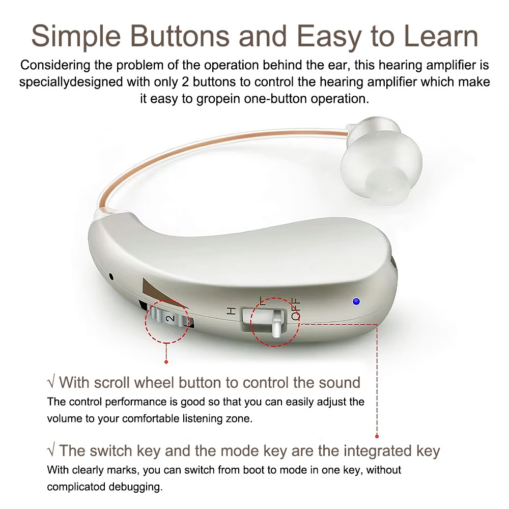 1 Pair Of Digital Hearing Aid Severe Loss Rechargeable Invisible BTE Ear Aids