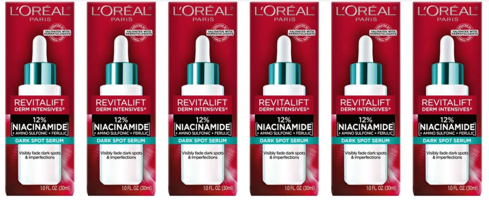 L’Oreal Revitalift Derm Intensives 12% Niacinamide Dark Spot Serum 1 oz 6 Pack