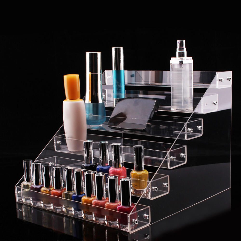 6-Tier Clear Acrylic Rack Perfume Makeup Ladder Display Stand Risers Shelf