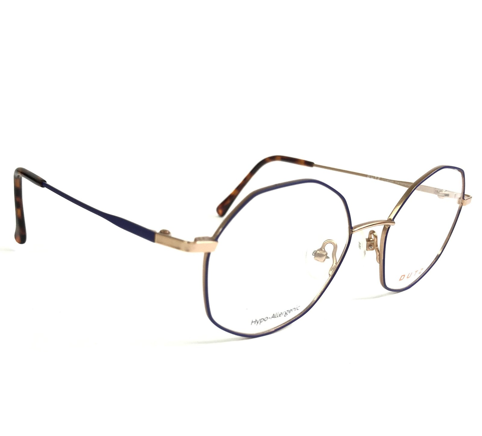 Dutz Eyeglasses Frames DK192 Col 45 Blue Matte Gold Tortoise Octagonal 46-18-130