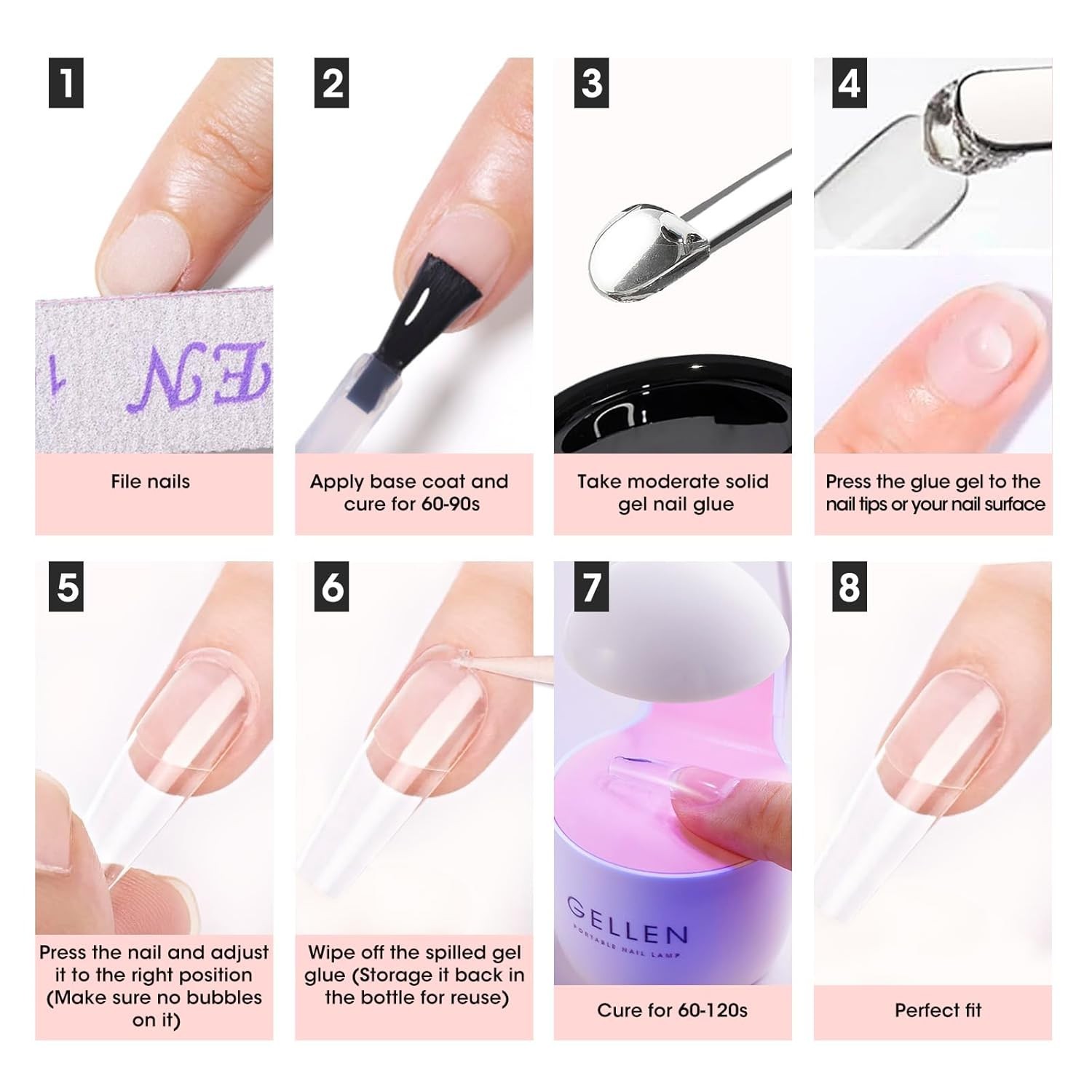 Solid Nail Glue Gel for False Nail Tips, Huge Capacity 15g Press on Solid Acr…
