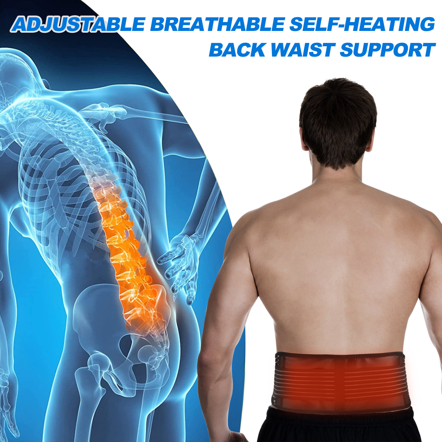 Magnetic Self Heating Back Support Brace Lumbar Orthotics Waist Belt Pain Relief