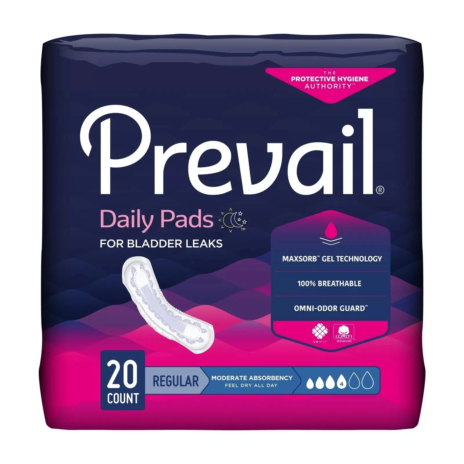 Bulk 9 Packs / 180 count Prevail Women’s Bladder Leak Pads – Modern Absorbency
