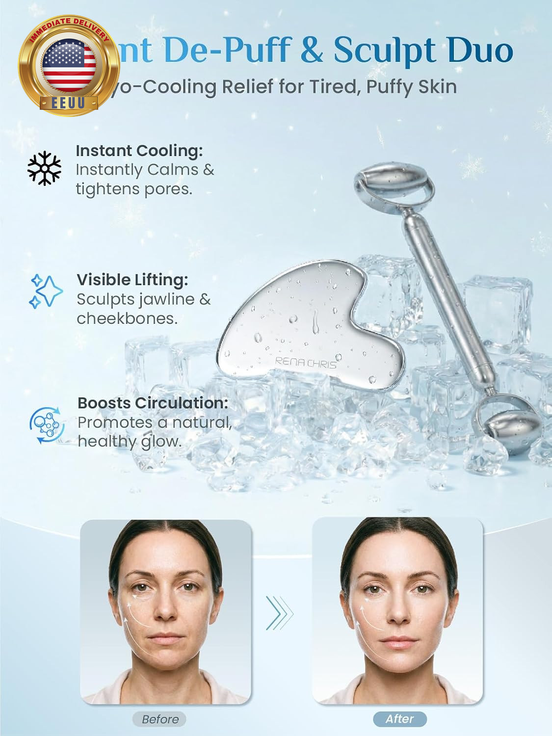 Gua Sha and Face Roller Set: Anti-Breakage Stainless Steel Roller for Long-Lasti