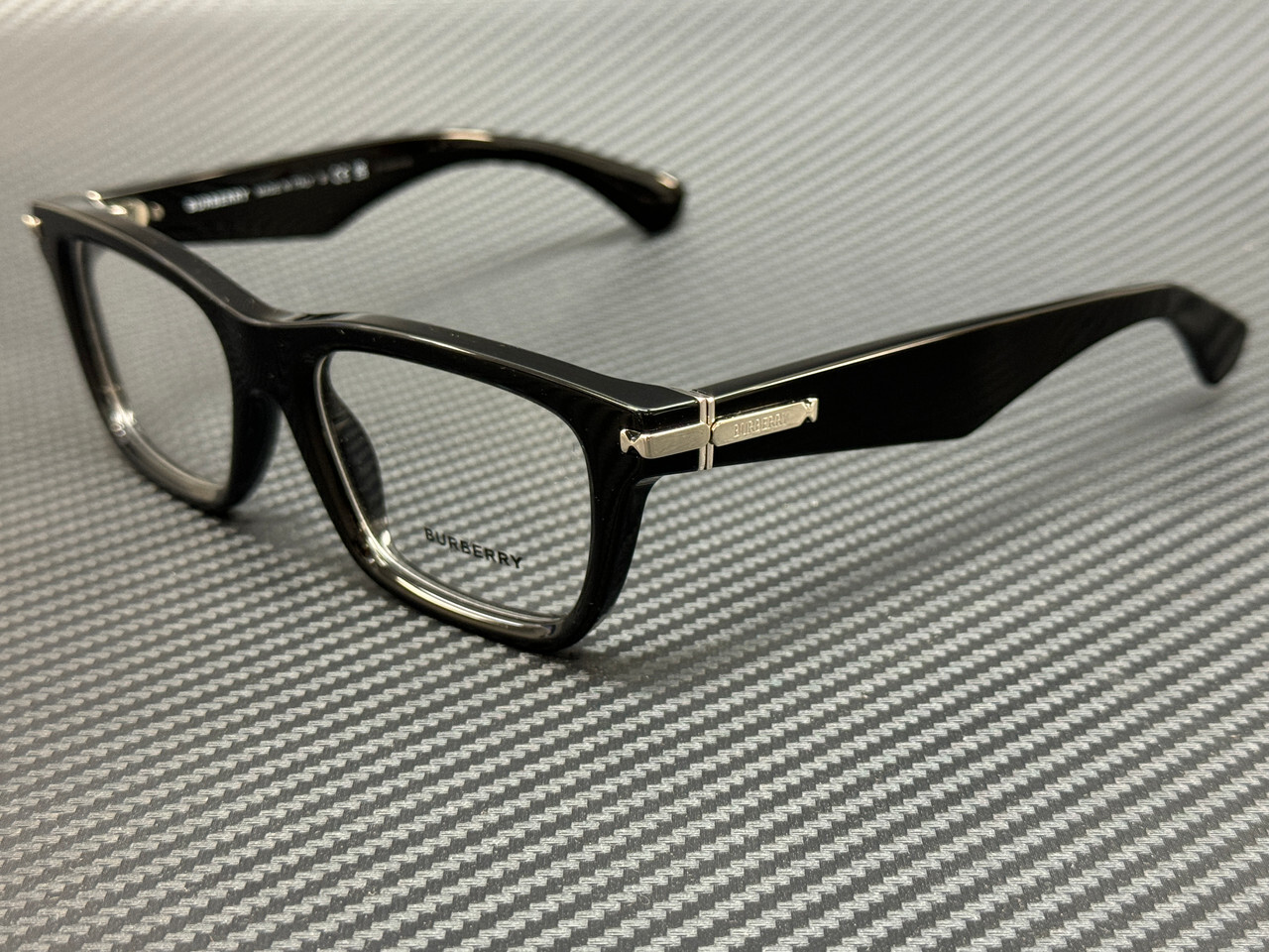 BURBERRY BE2419 3001 Black Silver Men’s 53 mm Eyeglasses