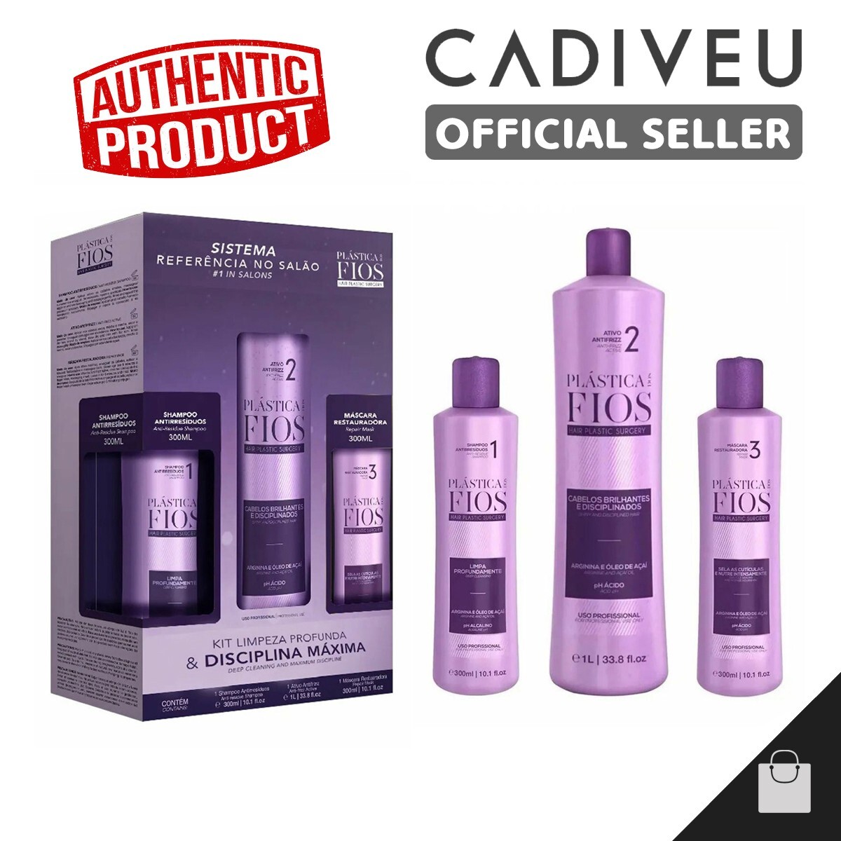 Cadiveu Plastica dos Fios Straightener Brazilian Keratin Hair Treatment 3 Steps