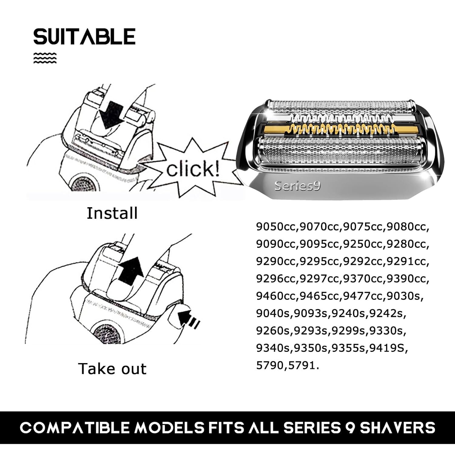 Series 9 94M Razor,Electric Shaver Head Compatible for Braun Series 9 Pro Shaver
