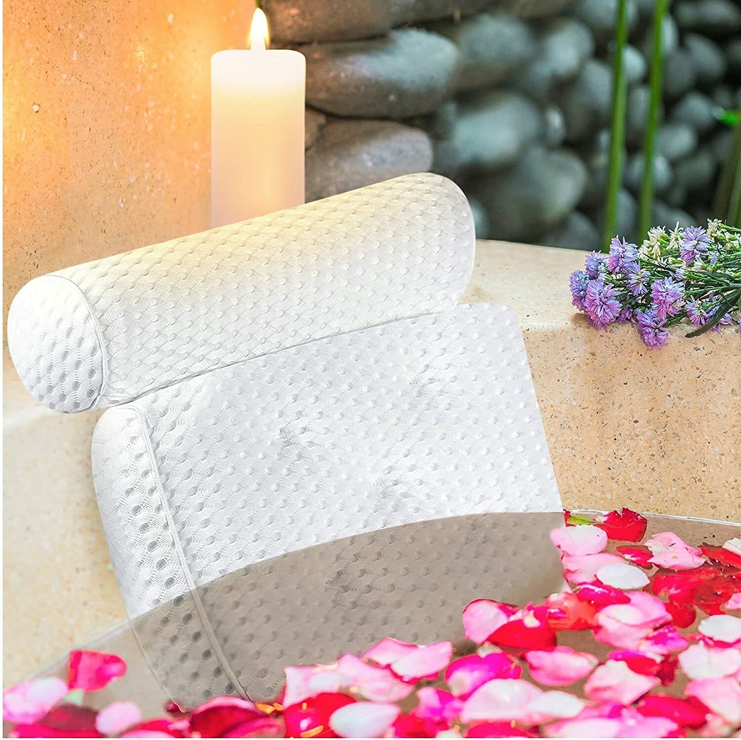 Luxury 4D Air Mesh Ergonomic Bath Pillow Bathtub Headrest Hot Tub Spa