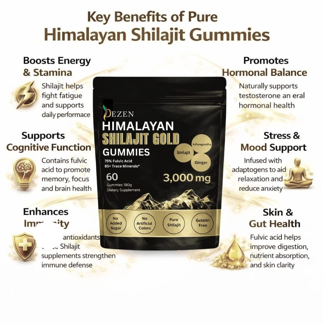 Organic Himalayan Shilajit Gummies 3000mg for Energy & Wellness Supplements