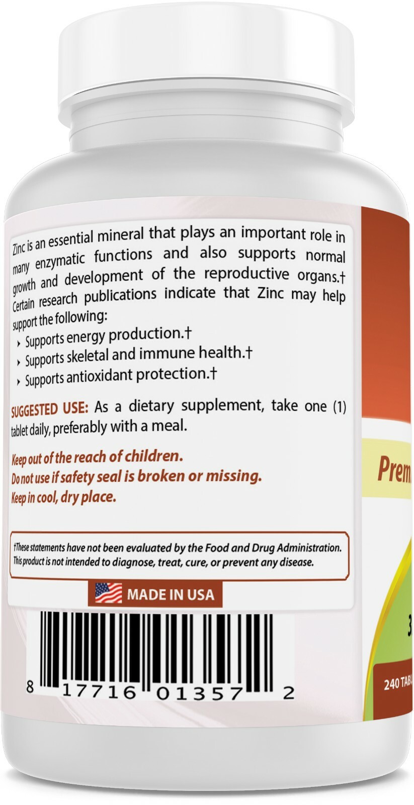 Best Naturals Zinc 50 mg 240 Tablets