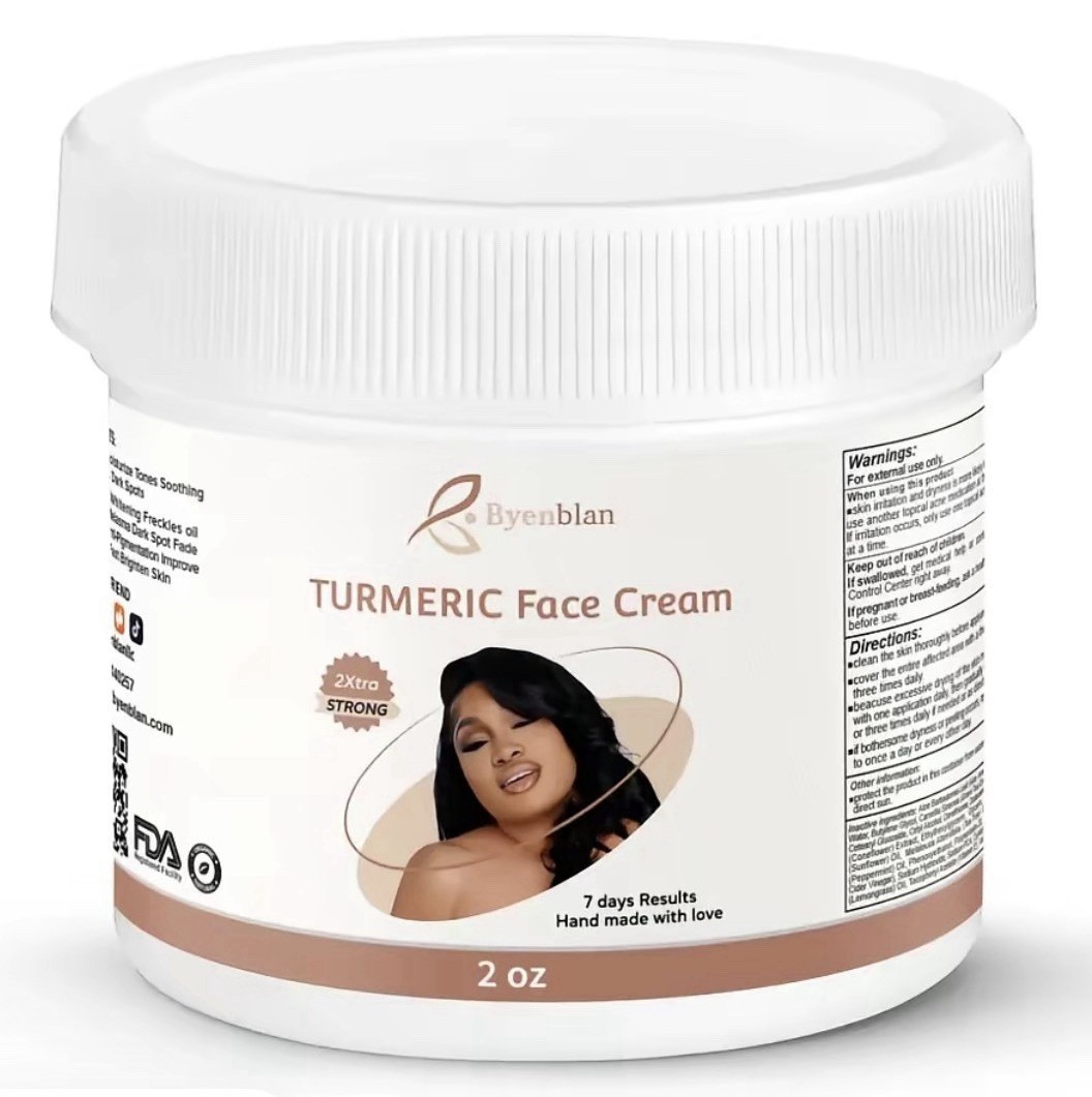 Byenblan Turmeric Face Cream Moisturizer, Handmade White Cream for Face, 2 oz