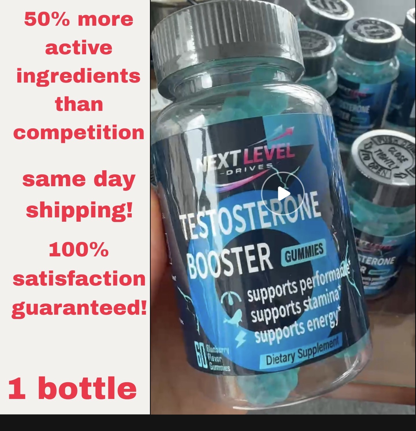 Male Enhancement Gummies – Stamina, Energy, Strength & 60 Blue Raspberry Chews