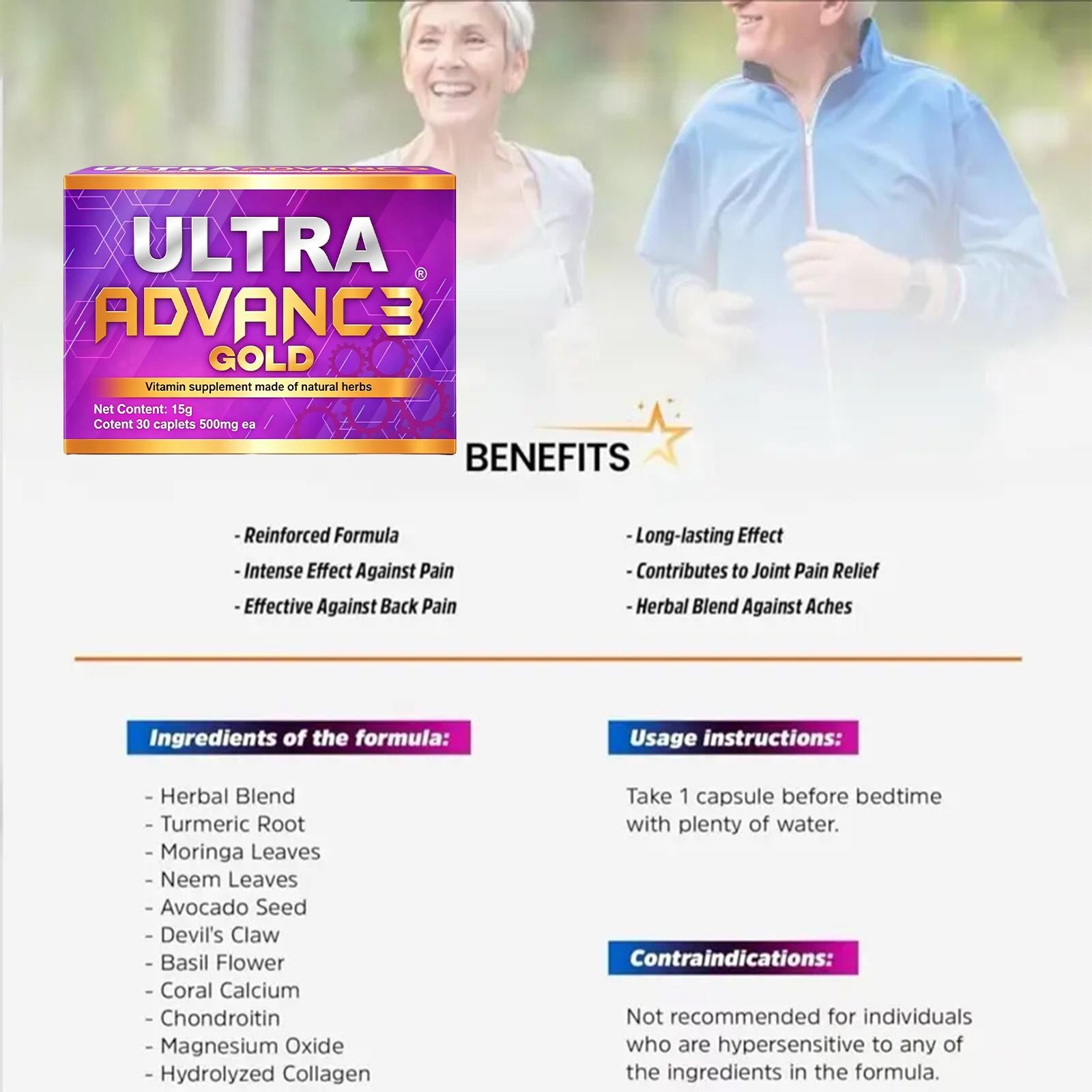 Ultra Advance Vitamin & Mineral Supplement 30 Capsules 500 mg
