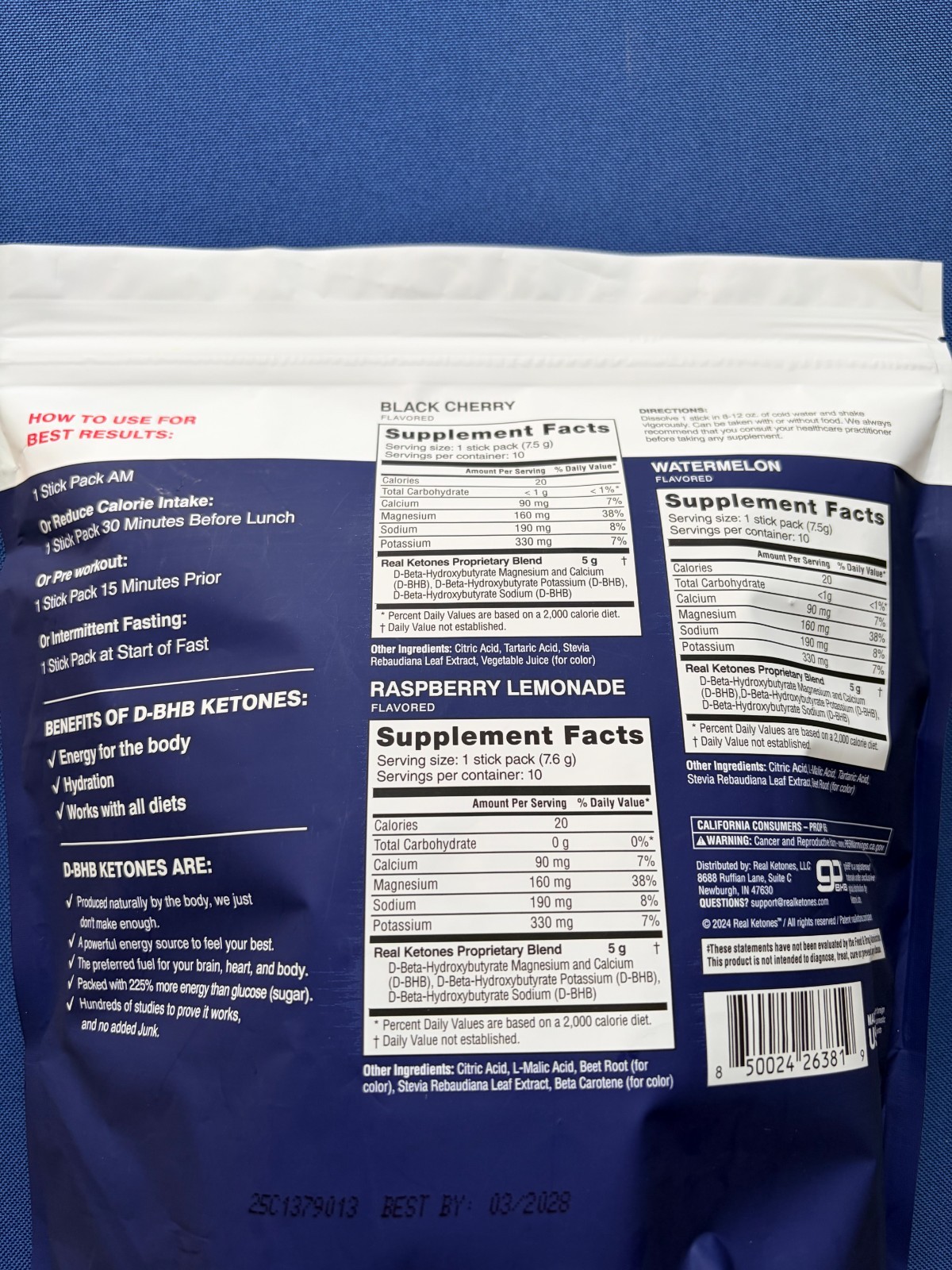 Real Ketones BHB SHIFT Variety Pack, 3 Flavors, Pick Your Flavor, Exp 28