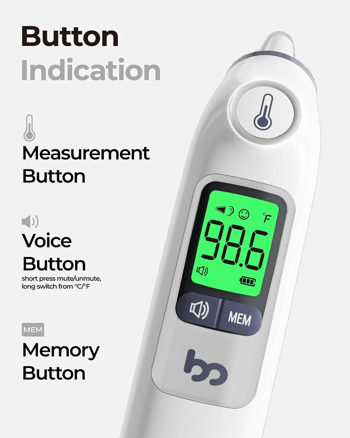 Ear Thermometer for Adults and Kids 1-Second Infrared Digital Thermometer 30