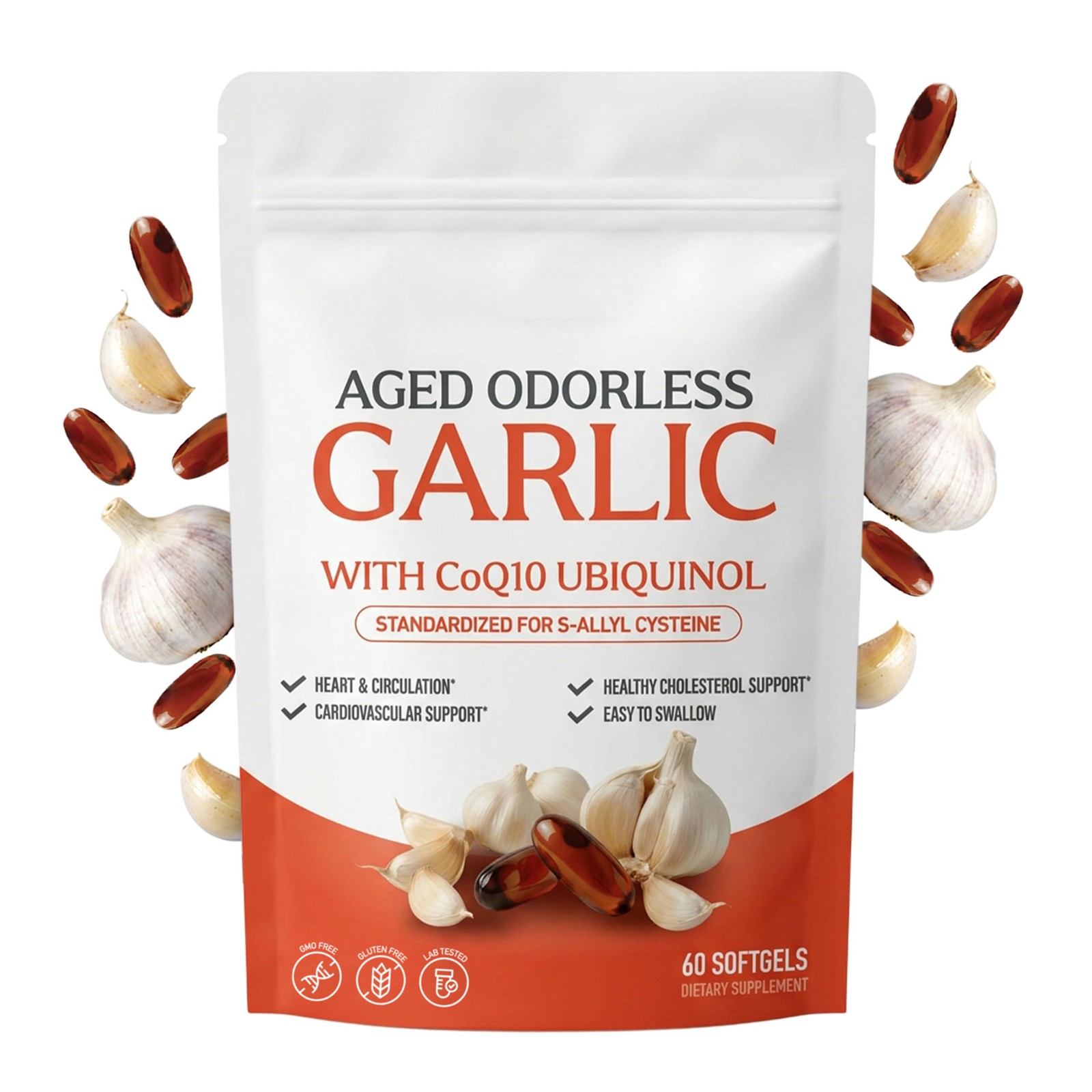 Garlic Extract 600mg Softgels (60 Count) – Odorless Aged Garlic Extra…