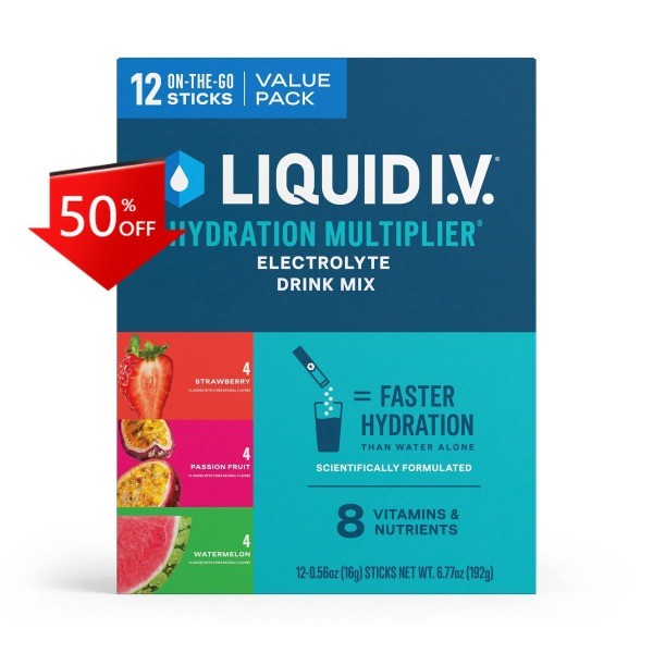 Liquid I.V. Hydration Multiplier Powder Electrolyte Drink Mix – 0.56oz/12ct
