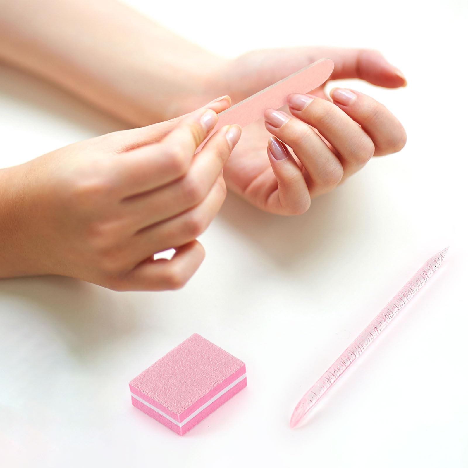 48 Sets Disposable Manicure Kit, Individually Package Nail 48-Sets, pink