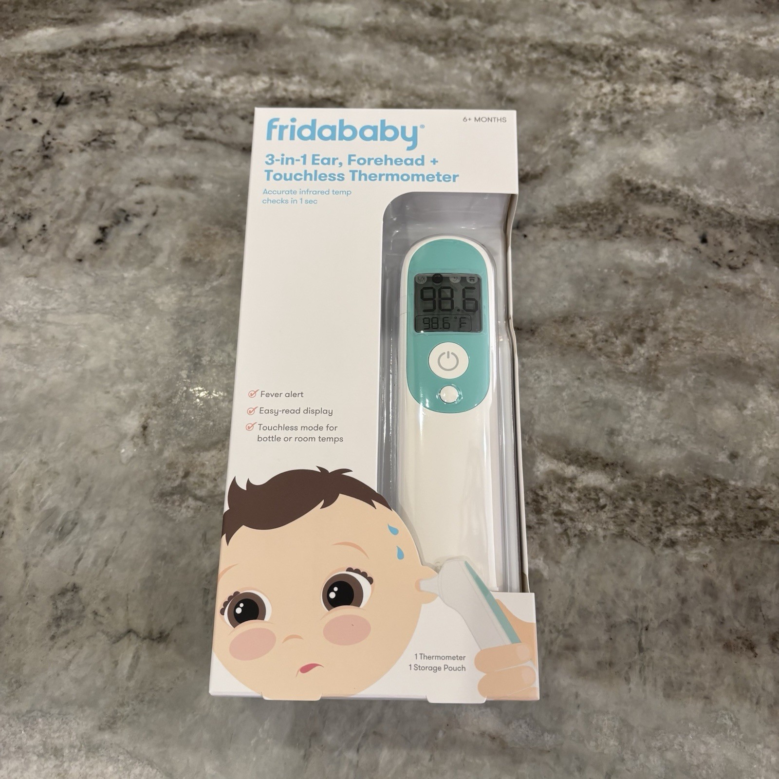 Fridababy 3-in-1, Ear Forehead Touchless Thermometer White Teal