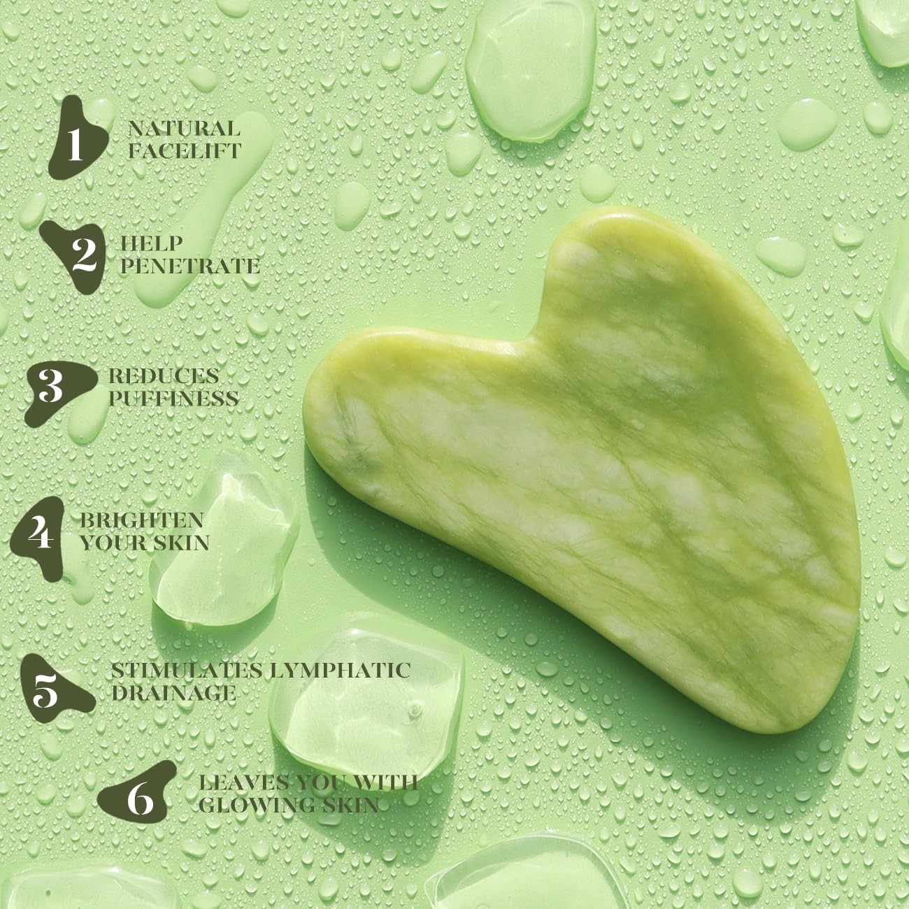 BAIMEI IcyMe Gua Sha & Jade Roller Facial Tools Face 2 Piece Set, Green