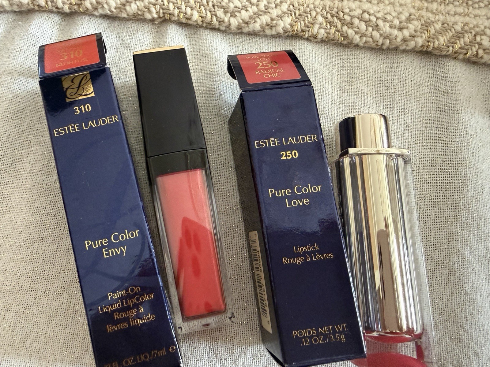Estée Lauder Pure Color Envy 310 Neon Fuse & Love 250 Radical Chic Lipstick 3.5…