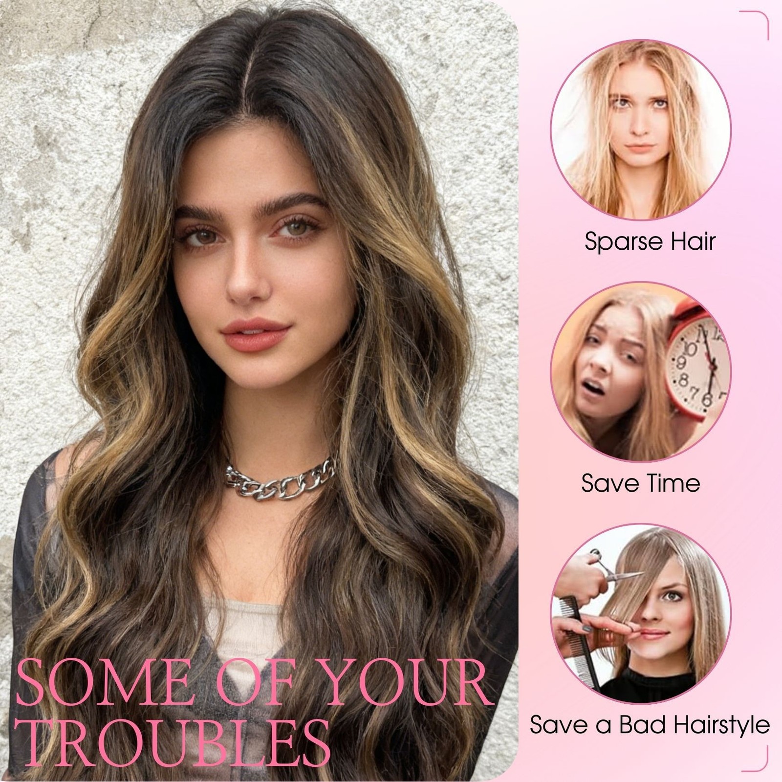 Middle Part Brown Ombre Water Wave Long Curly Wig with Small Lace Pre Plucked
