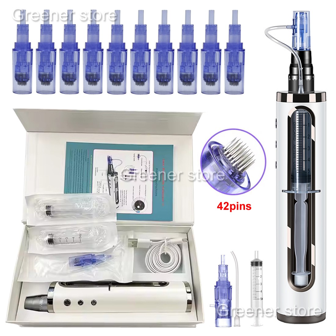 Micro Pen Mesotherapy 10-100Pcs 42Pins Replacement Needle Cartridges Face Care