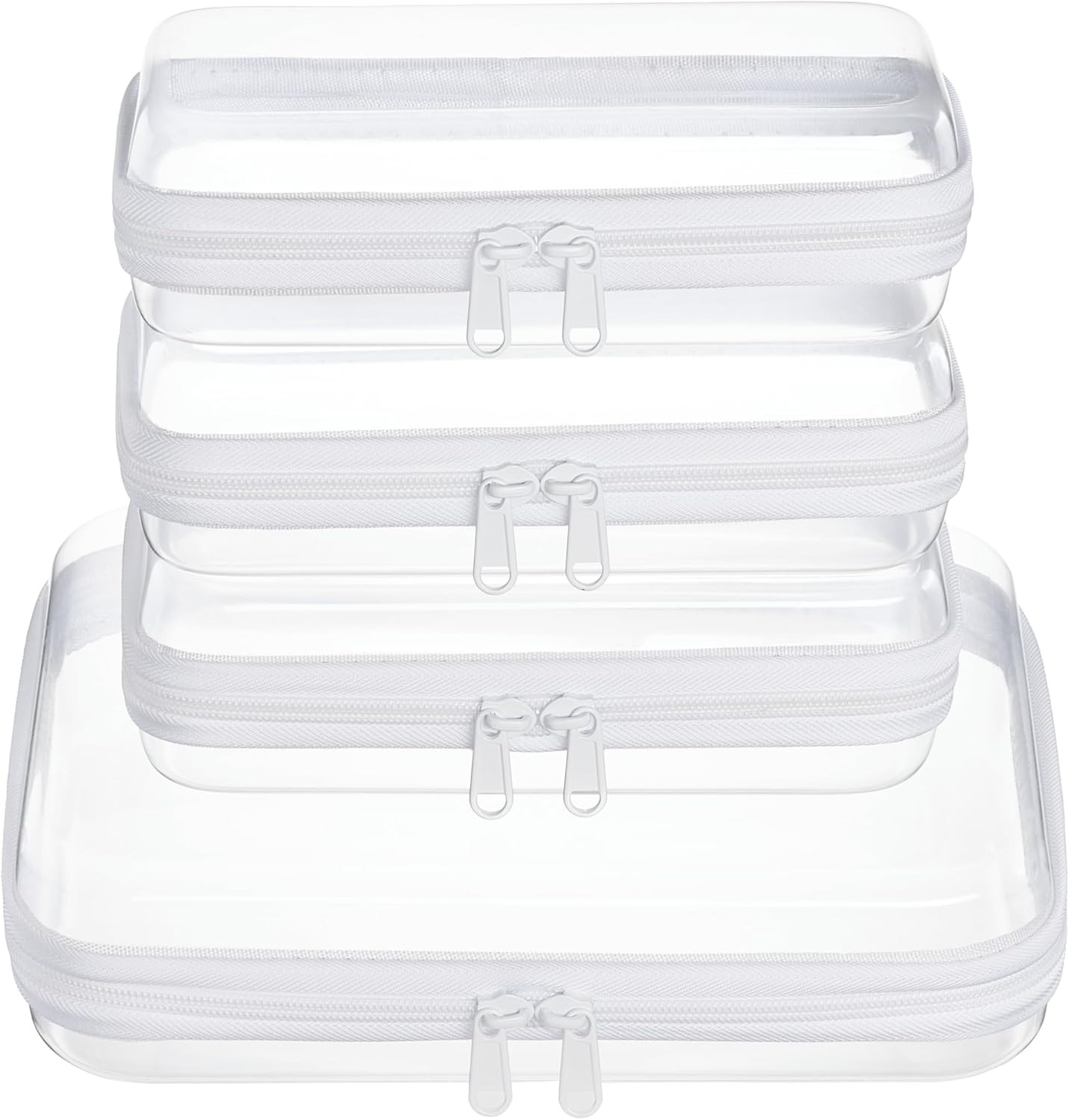 4 Pcs Clear Zipper Pouches,Hard Shell Zipper Case, Toiletry Bag for Travel, Clea