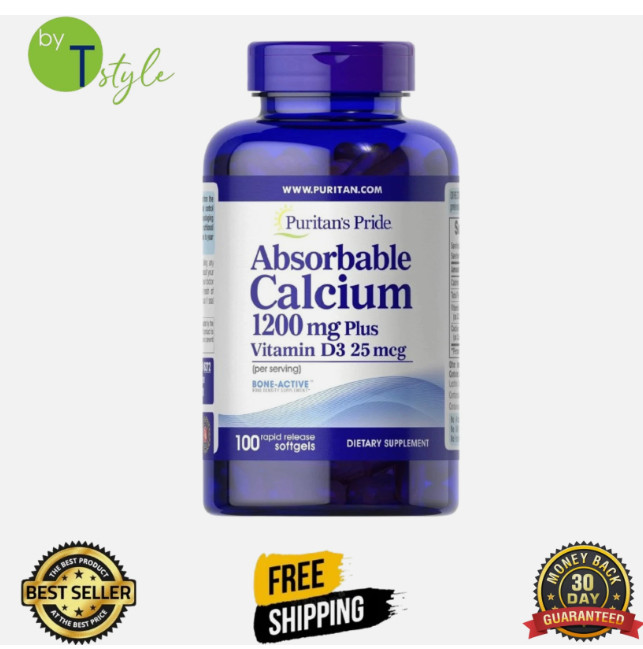 Puritan’s Pride Absorbable Calcium 1200 mg – 100 Rapid Release Softgels